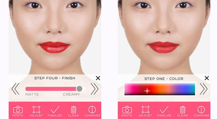 Выбор текстуры помады в приложении Lipstick Design Studio