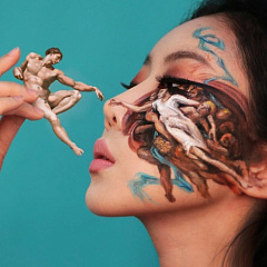 Корейская художница создает оптические иллюзии на своем лице
